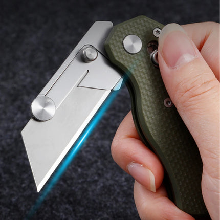 G10 Handle Stainless Steel Folding Knife Outdoor Camping Portable Knife Comes with 10pcs Replaceable Blades