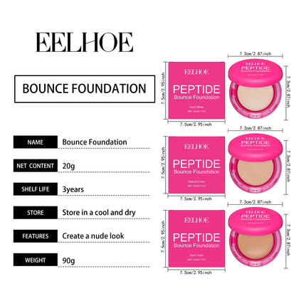 Peptide Bounce Balm Foundation Lasting Full Coverage Concealer Covers Spot Blemishes Brightening Oil Control Makeup Base Cream