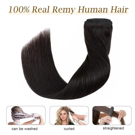 120G/8Pcs Straight Clip Ins 100% Unprocessed Human Hair Extensions Brazilian Remy Virgin Hair Natural Black Full Head For Women