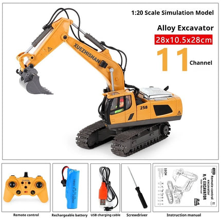 4WD Remote Control Excavator Toy 2.4GHz RC Construction Vehicle Dump Truck Bulldozer Crawler Engineering Car Best for Kids Gifts