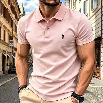 Summer Men's High-End Short-Sleeved Polo Shirt with Luxurious Embroidery - Fashionable and Casual T-Shirt for Summer  New Design