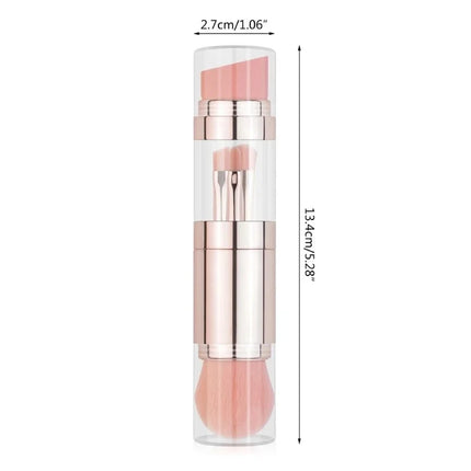 5-in-1 Detachable Travel Makeup Brush Set, Powder Eyeshadow Blush Brush with Vegan Synthetic Bristles, Multi-Functional Beauty