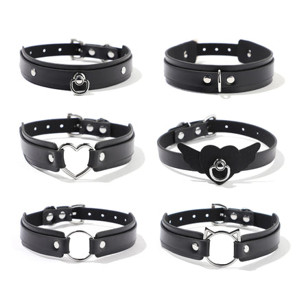Vintage Sexy Heart Charm Gothic Collar Necklace for Women Black Leather Punk Style Adult Gift with Lock Fashion Accessory