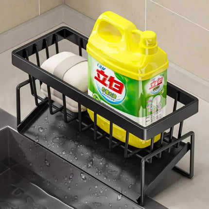 Sponge Holder for Kitchen Sink, Stainless Steel Self-draining Sink Shelf Soap Sponge Holder Dishcloth Towel Rack Filter Basket