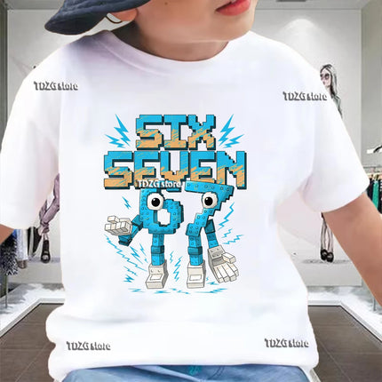 Summer Funny Six Seven 67 Digit Print Children's T-Shirt Casual Cotton Boys Short Sleeve Fashion Comfortable Kids Sport Clothes
