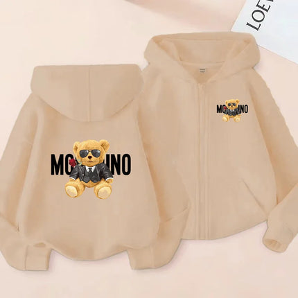 Children's New Zipper Style Long Sleeve Hoodie Cute Bears Pretty girl Charming Coat Girls Boy 3-12Yrs Leisure Sweatshirt Clothes