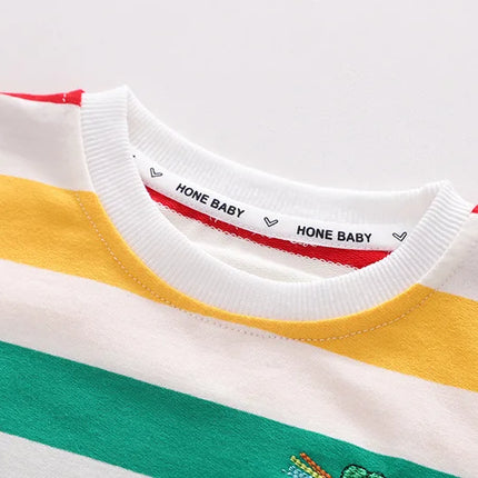 Spring Autumn Pullover Sweaters New Children's Wear Boys Stripe T-shirt Girls' Sweatshirt Baby Loose Long Sleeve Children's Top