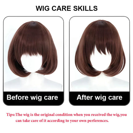 Snoya Suzumiya Haruhi Cosplay synthetic wig 35CM dark brown short Heat resistant fiber Wig
