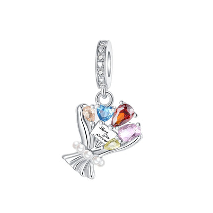 925 Silver Flowers Bouquet Rose Sunflower Blossom Petal Charms Beads Pendant Bracelet Necklace DIY Valentine's Day Gift Jewelry