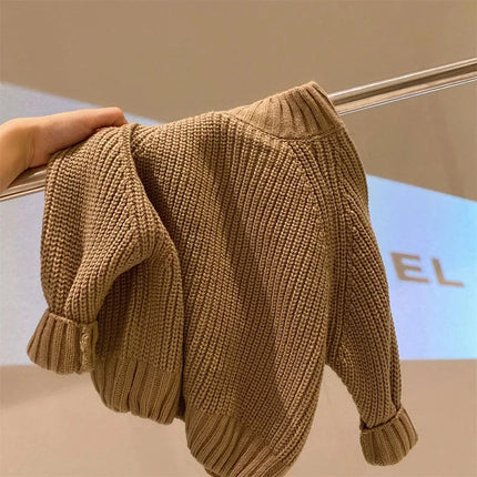 Autumn Winter Children Thicken Knitwear 2-6T Kids Boys Girls Sweater Simplicity Half High Collar Knit Pullover Outwear