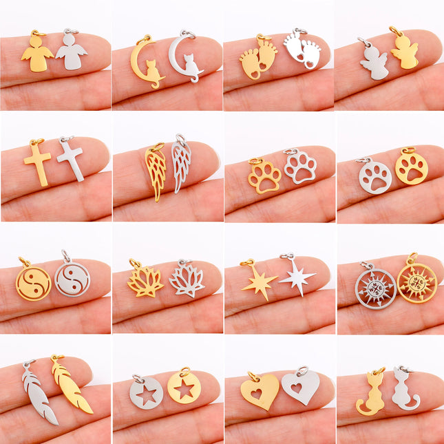 5pcs/Lot Stainless Steel Hollow Animal Cat Or Dog Claw Charm For DIY Necklace Bracelet Earrings Jewelry Accessories Pendants