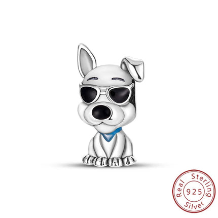 Original 925 Sterling Silver Charm Bead Balloon Poodle Cute Puppy Heart Charm Fit Bracelet Bangle Pendant Women DIY Jewelry Gift