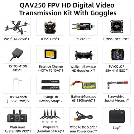 Radiolink Wolf QAV250 FPV Drone 15 Min Flight  GPS 180KM/H at PosHold Flight Mode Real-time Image Transmission Racing drone Quad
