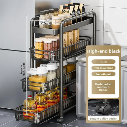 Slim Rolling Storage Cart Narrow Gap Kitchen Storage Rack with Wheels Pantry Organizer Shelf Bathroom Laundry Trolley 3/4/5 Tier