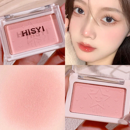 HISYI Peach Powder monochrome blush long-term durability Peach orange soft mist matte natural blush six colors available