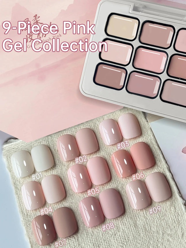 9Colors Pink Patting Glue Smudge Canned High Saturation Popular Semi-Solid Nail Polish Glue Nail Salon Special