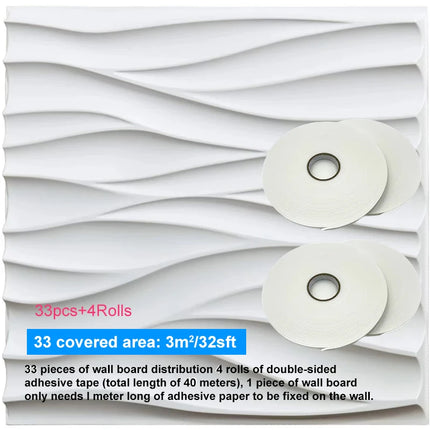 30x30cm Three-dimensional Wave Wall Panels Interior Wall Decor Paintable Wallpaper 3D Wall Decor Covering Panels For Living Room