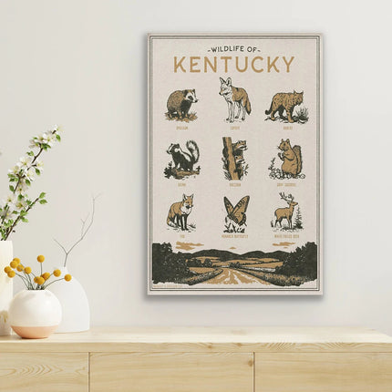 Wisconsin Mexico Kansas Kentucky Nevada Hawaii Wildlife Wall Art Print Vintage Animal Poster Archival Pictures Canvas Painting