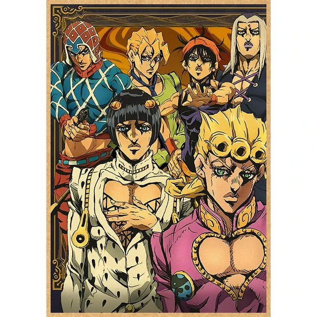 2022 JOJO Posters Vintage Anime Poster JoJos Bizarre Adventure Animation Canvas Painting Wall Art Decoration Kawaii Room Decor