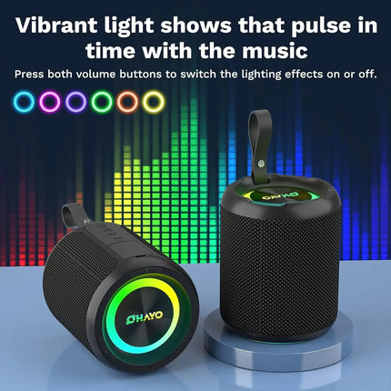 OHAYO 40W Portable Wireless Speaker - Waterproof IP67 with Lights Stereo Loud Sound And Deep Bass for Outdoor Speakers Gifts
