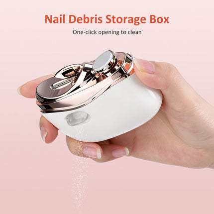 Automatic Electric Nail Clipper 2 in 1 Auto Fingernail Cutter & Polishing Grinder for Baby Senior Adults 2-Speed Nail Trimmer