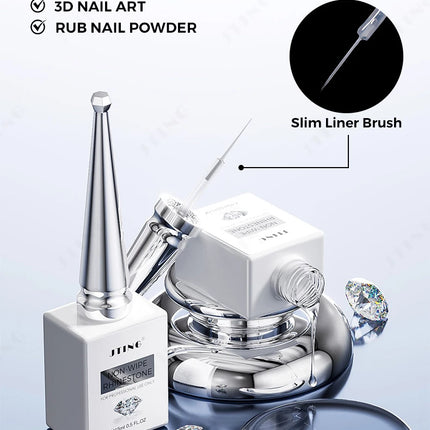 JTING 1pc 3D Nail Art Non Wipe Rhinestone Gel 15ml Clear Gel Polish Nails Salon Professional Products