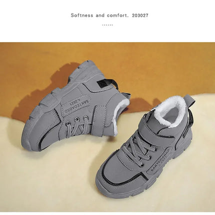 Winter Children's Boots Boys Plus Cashmere Thicken Warm Snow Boots Girls Non-slip Outdoor Boots Student Shoes Hiking Shoes