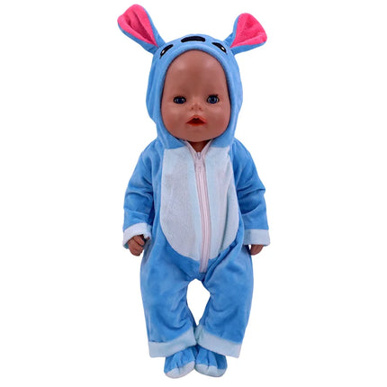 Summer Short Sleeved Set Animal Pattern Jumpsuit Pajamas For 43cm Baby Doll&18inch American Doll Accessories,Our Generation Gift
