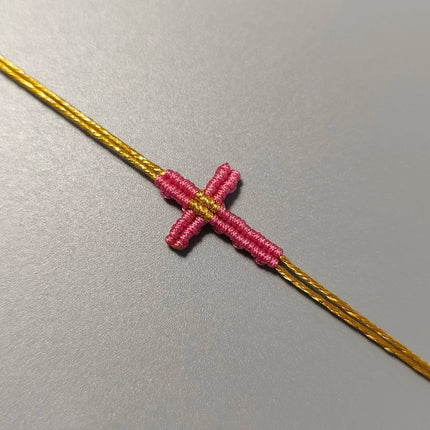 Hand-Woven Macrame Cross Bracelet Adjustable Bohemian Style Jewelry for Women Girls