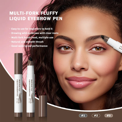 Long Lasting 4D Eyebrow Pen Multi Forks Liquid Pen Tip Fine Sketch Liquid Tattoo Brow Waterproof Precise Makeup
