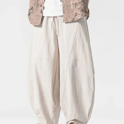 FGKKS Men's Pants Fashion Brand New Chinese Style Cotton Spring Luxury Casual Loose Oversize Male Wide Leg Trousers