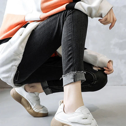 Women's High Top Shoes Spring Soft Leather ComfortableTravel Sneakers Casual Antislip Shoes