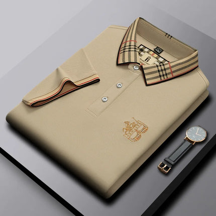 Summer Men's Fashion Casual Short-Sleeved Polo Shirt High-End Boutique Embroidered Top Comfortable and Breathable Lapel T-shirt