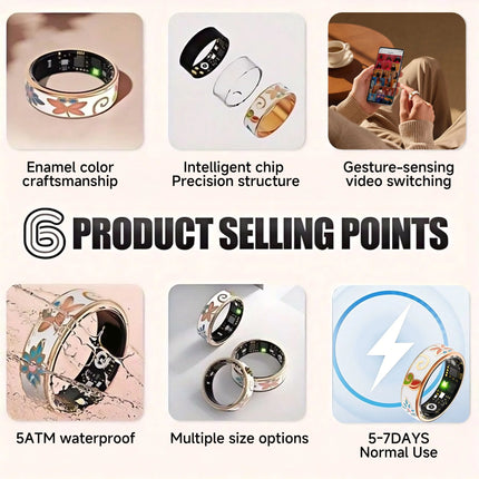 2025 New Color Enamel Craftsmanship Smart Ring For Android&IOS 5 ATM Waterproof Bluetooth Call Health&Sleep Monitoring Man Gifts