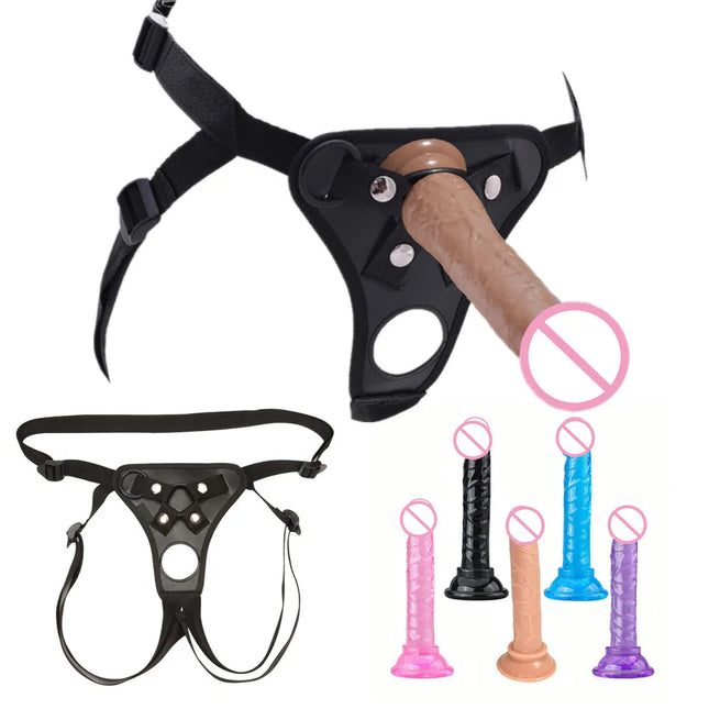 Sexy Leather Panties Bondage Strapon Chastity Pants With Penis Dildo Set Body Harness Couples Flirting Sex Toys for Women Men 18