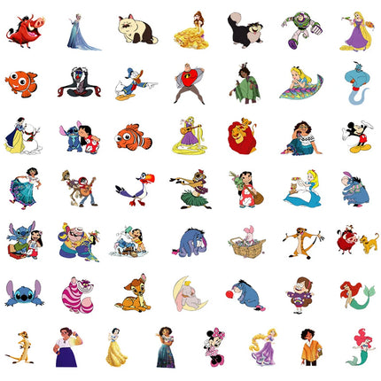 10/30/50/100/200pcs Disney Cute Mix Cartoon Micky Princess Stickers Laptop Skateboard Phone Car Graffiti Sticker Decal Kid Toy