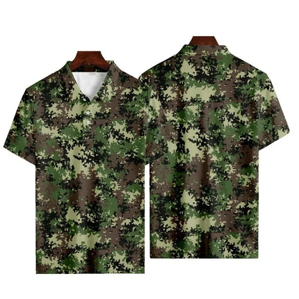 Camouflage Polo Shirt For Men Summer 3D Print Leaves Flower Short Sleeve Golf Polo Shirts Oversized Street Tops T Shirt