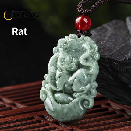 Natural A Goods Jadeite Twelve Chinese Zodiac Rat Tiger Pendant Jewelry Hand-carved Custom Mascot Jewelry Jade Necklace Gift