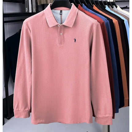 High-end brand 100% cotton long sleeve polo shirt, fashion luxury, pony embroidery, business casual comfort, new Paul men's T-shirt