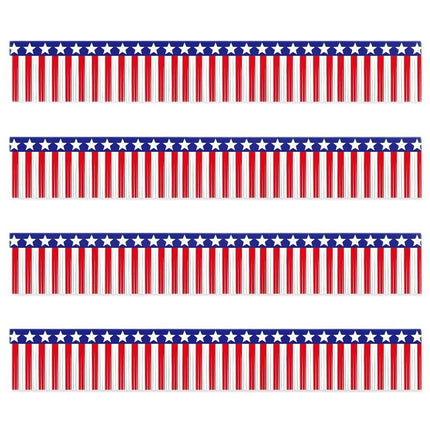 USA Flag Fringe Banner Tinsel Streamer Foil Tassel Garland For Independence Day Fourth Of July Indoor And Outdoor Decoration