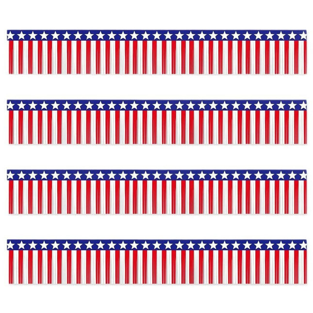USA Flag Fringe Banner Tinsel Streamer Foil Tassel Garland For Independence Day Fourth Of July Indoor And Outdoor Decoration