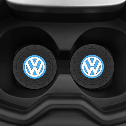 2Pcs Car Interior Coasters Silicone Water Cup Anti-slip Mats For VW Tiguan Arteon Taigo Caddy CC e-up! Golf Polo Passat Amarok