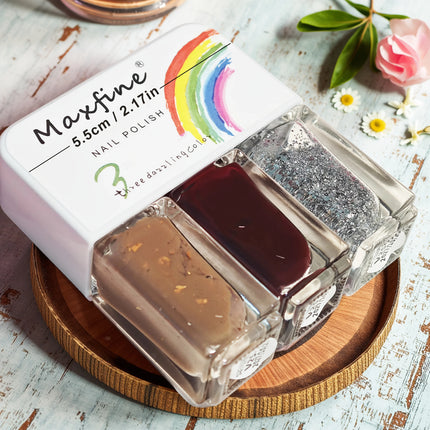 V25 Black Sugar Caramel 3-Bottle Set Nail Polish No-Bake Quick-Dry Long-Lasting Peelable Water-Based Triple Color Nail Polish