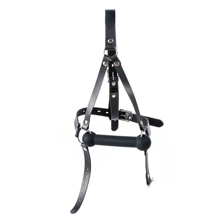 Leather Harness Strap Adult Game Erotic Bdsm Sex Toys for Couples Black Face Mask Gag Open Mouth Bondage Belt