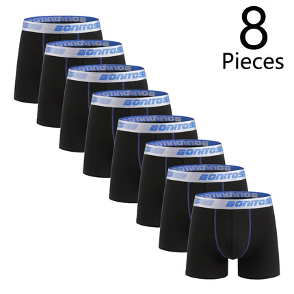 8pcs Black Men's Panties Shorts BONITOS Letter Elastic Waistband Boxer Briefs Cotton Underwear For Man Boxers Men Underpants