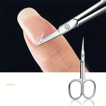 Stainless Steel Small Scissors, Curved & Rounded Blunt Tip for Eyebrows, Eyelashes, Beard Trimming, Moustache