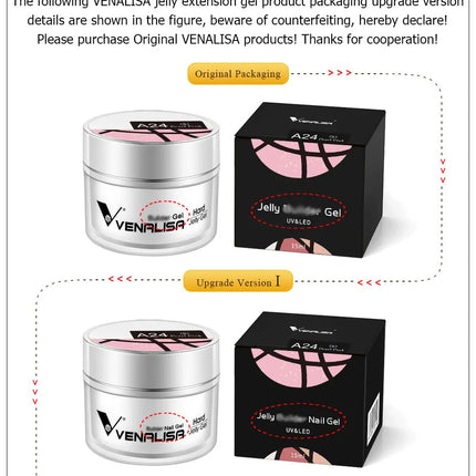 50ml TPO Free Jelly Nail Extension Gel Nail Builder French Nail Gum Venalisa Clear Natural Color Soak Off UV Construction Gel