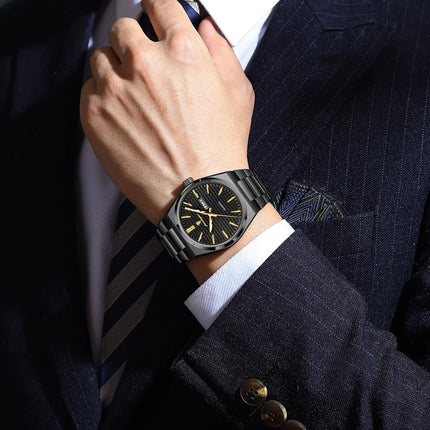 POEDAGAR Luxury Fashion Men's Wristwatch Waterproof Luminous Date Week Man Clock Stainless Steel Quartz Business Watches For Men