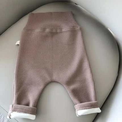 Baby Pant Autumn Winter Added Fleece Warmth Thickening Babies Aged 0-4 Years Old High Waisted Bottom Casual Pants Winter Wear
