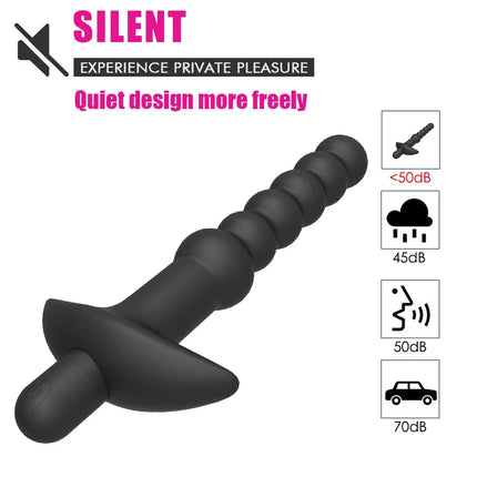 Silicone 10 Speeds Anal Plug Prostate Massager Vibrator Butt Plugs 6 Beads Sex Toys for Woman Couple Men Adult Product Sex Shop